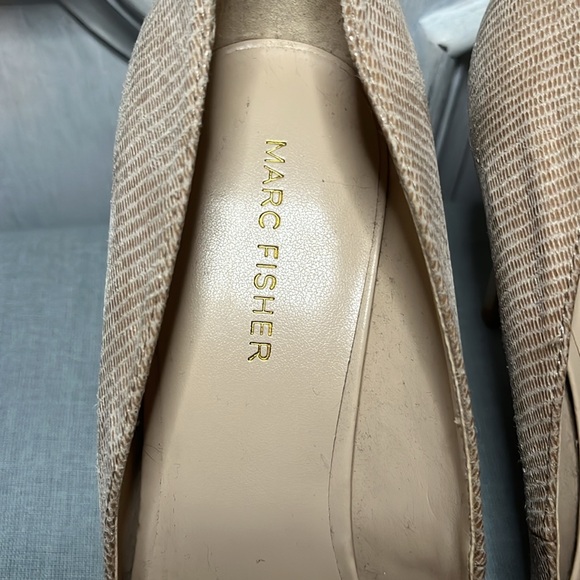 Mark Fisher NWOT Pointed Toe Nude Snake Skin 3.5 Inch Stiletto Heels Size 8.5. - Picture 9 of 11